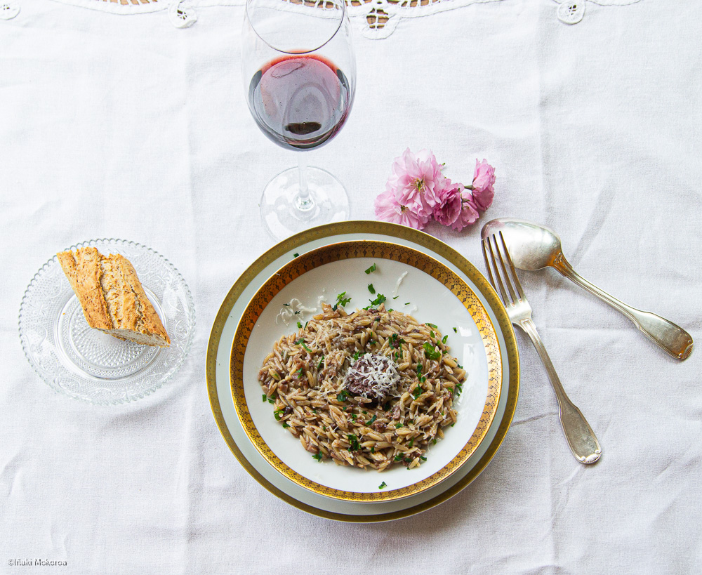 Falso risotto de morros y morcilla