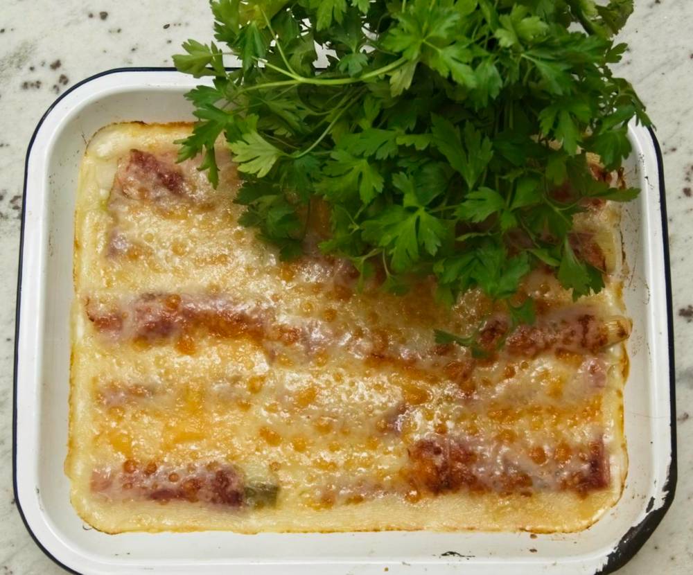 Puerros con jamón